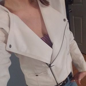 White Moto Style Jacket